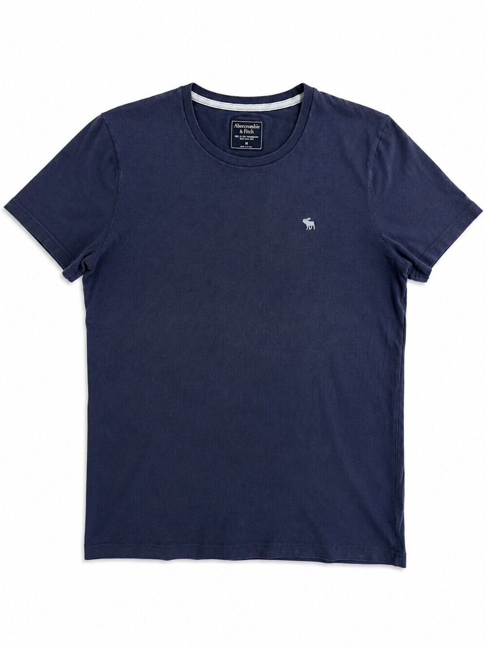 Abercrombie & Fitch Navy Crew Neck Logo T Shirt Men Medium Cotton Classic Casual